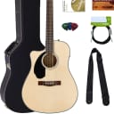 Fender CD-60SCE Solid Top Dreadnought Acoustic-Electric Guitar, Left Handed - Natural w/ Hard Case