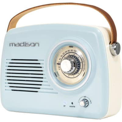 FREESOUND-VR30 - MADISON - Vintage Long Battery Radio with Bluetooth and FM - 30W - Light Blue for sale