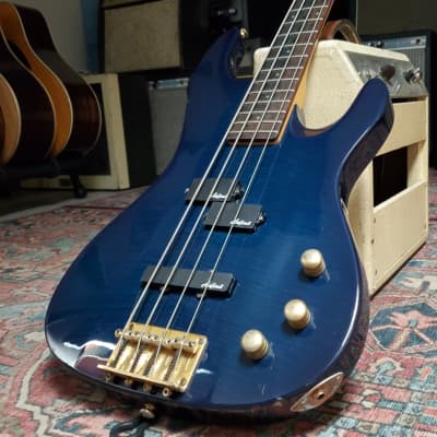 Aria Pro II Magna Bass Contoured Top 1990's - Ghost Blue Flame for sale