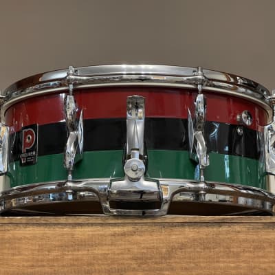 1960's Premier 2001 5.5x14 Mahogany Snare Drum Original Red Black Green Duroplastic 2000 image 6