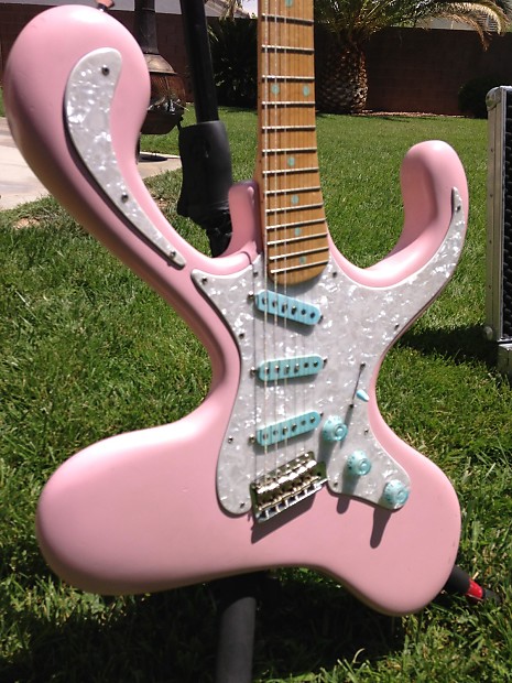 Bender / Brian Eastwood Distortacaster  Bubblegum Pink/Blue Electric Guitar image 1