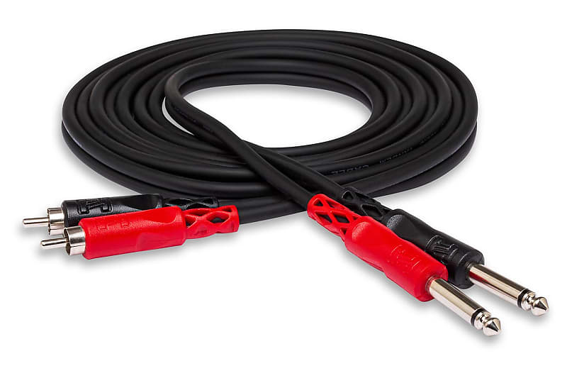 Hosa CPR-203 Stereo Interconnect Cable Dual 1/4 in TS to Dual RCA – 3 Meter image 1