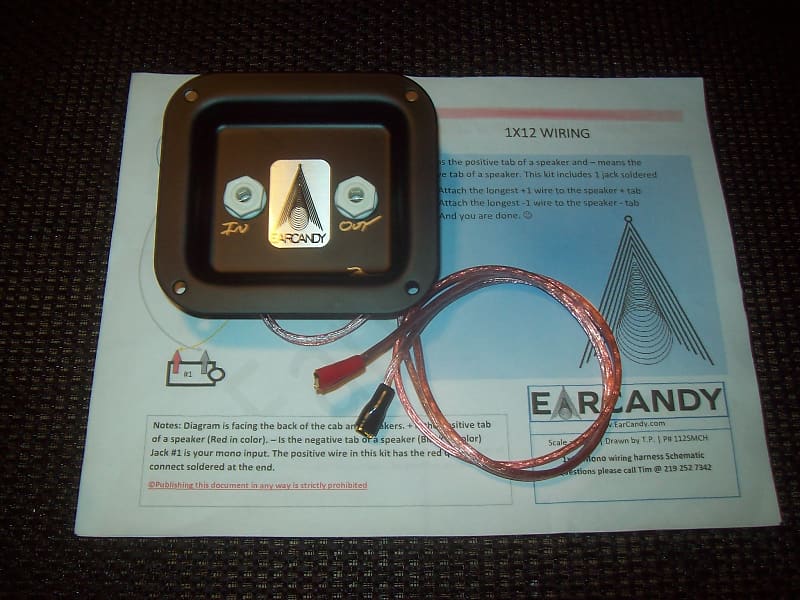 EarCandy 2x12 guitar amp speaker cab series wiring harness W P-out, jack plate hardware no soldering image 1