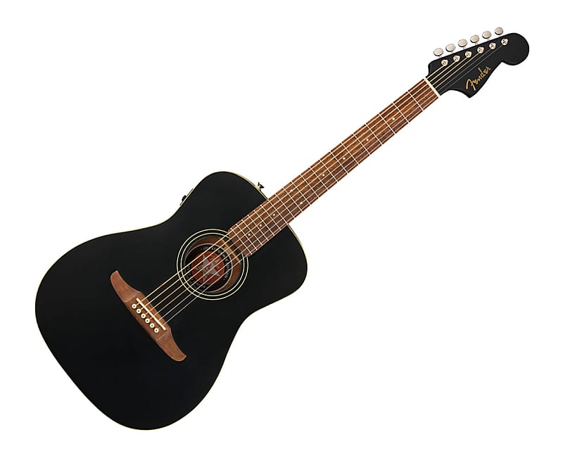 Used Fender Joe Strummer Campfire Acoustic Guitar - Matte Black w/ Walnut FB image 1