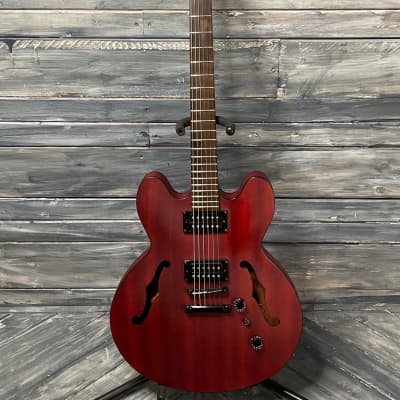 Used Epiphone 2005 Dot Studio Semi-Hollow Electric Guitar with Gig Bag- Worn Cherry image 2