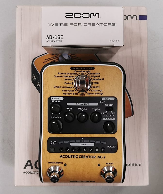 Zoom AC2 Acoustic Creator D.I. box for acoustic guitar with 3-band eq boost 