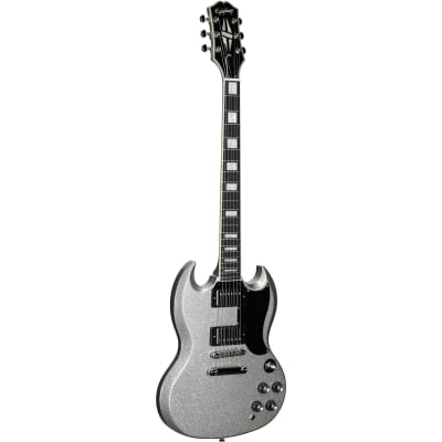 Epiphone Exclusive SG Custom Electric Guitar, Silver Sparkle Epiphone Exclusive SG Custom Electric Guitar, Silver Sparkle