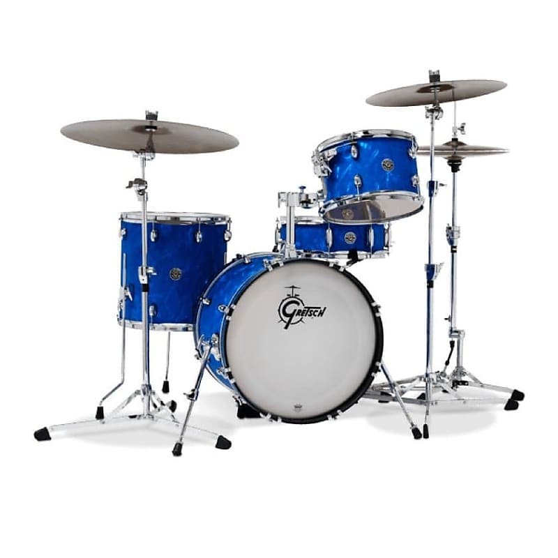 Gretsch Catalina Club 4pc Drum Set w/18"BD Blue Satin Flame image 1
