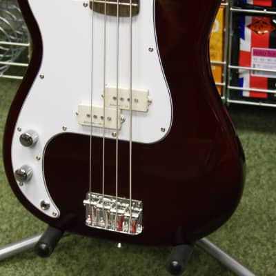 Johnson left handed bass guitar in wine red finish image 11
