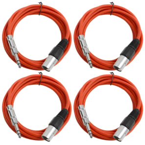 Seismic Audio SATRXL-M10-4RED 1/4" TRS Male to XLR Male Patch Cables - 10' (4-Pack)