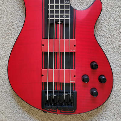 Schecter C-5 GT 5 String Electric Bass Guitar, Satin Trans Red with Stripe, New Hard Shell Case for sale