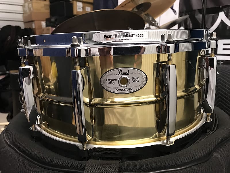 14x5.5 Pearl Sensitone Brass Snare with Tube Lugs and Single Flange Hoops -  $325 plus shipping or free local pickup in Evansville, Indian