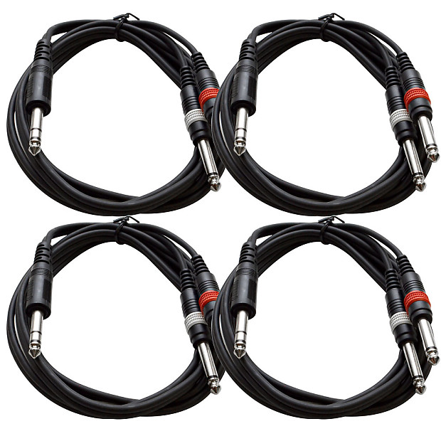 Seismic Audio SA-Y3.6-4 1/4" TRS Male to Dual TS 1/4" Male Insert Cables - 6' (4-Pack) image 1