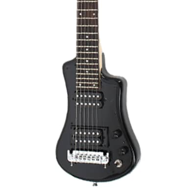 Hofner Deluxe Shorty Electric Travel Guitar w/ Gig Bag - Black image 3