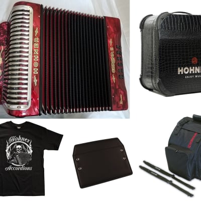 Hohner Xtreme Red EAD/MI Crown Accordion Acordeon +Hard Case, Bag, Straps, Shirt | Authorized Dealer image 1
