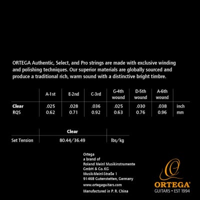 ORTEGA RQS Custom Made Requinto Guitar Select String Set Normal Tension image 2