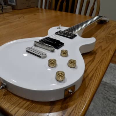 Dean Soltero Electric Guitar Gloss White 2008 with Upgrades Seymour Duncan SH-12 George Lynch Screamin' Demon Humbucker Pickup Push Pull Coil Splitting Pots Strap Locks image 4