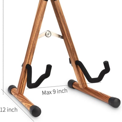 Wood Guitar Stand, Acoustic Guitar Stand with Padded Foam, Classical Electric Guitar Stand, A-Frame Folding Bass Guitar Display Stand Compatible with Cello, Mandolin, Bass, Banjo, Ukulele image 1