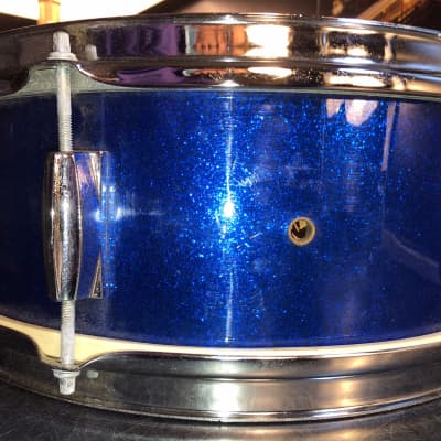 Beautiful Japanese  Snare Drum Unbranded  Stencil  1970s - Blue Sparkle image 1