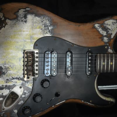 Fender Stratocaster Heavy Relic Nitro Silver Sparkle O Black HSS Custom by Guitarwacky image 5
