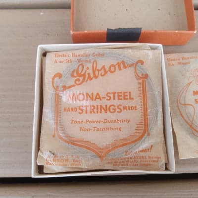 Vintage 1940's Gibson Script Logo Mona-Steel Guitar String Box w/ Packets! Rare, Original Case Candy! image 5