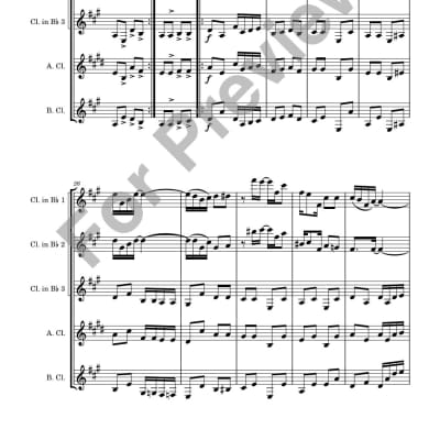 Clarinet Quartet Sheet Music - Paragon Rag (Scott Joplin). Arranged for clarinet quartet. Full Score and Parts. image 3