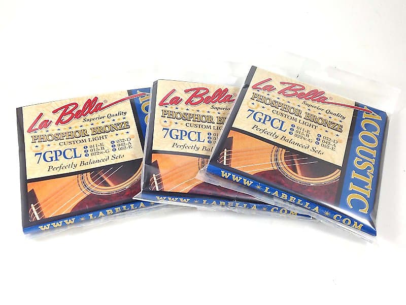 La Bella Guitar Strings 3 Pack Acoustic Phosphor Bronze Reverb UK