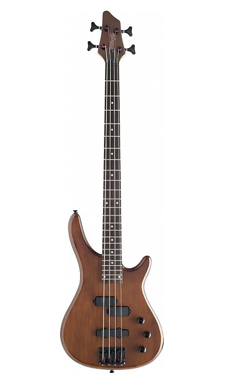 Stagg 4-String Fusion Bass Guitar - Walnut Stain image 1