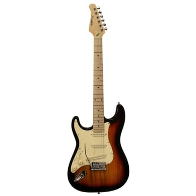 Sawtooth Left-Handed Sunburst ES Series Electric Guitar w/ Vanilla Cream Pickguard - Includes: Accessories, Amp & Gig Bag image 8