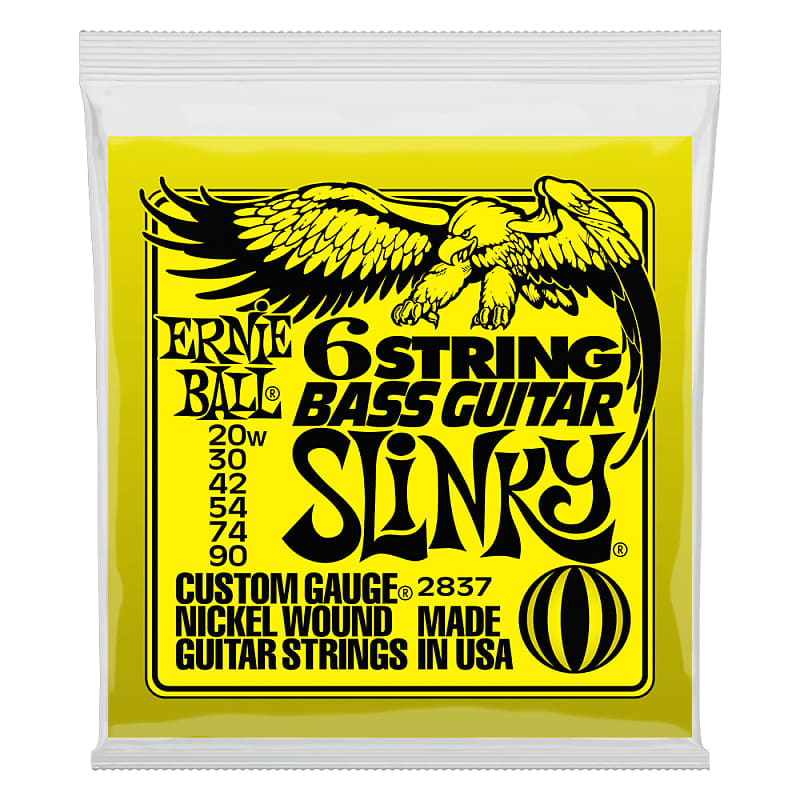 Ernie Ball 6-String Bass Guitar Nickel Wound Electric Strings 20-90 Gauge