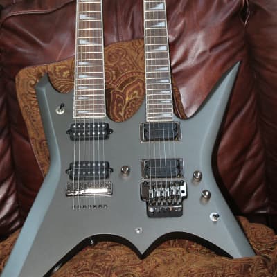 Ibanez Xiphos Doubleneck Guitar w/ OHSC *RARE* 2009 matte gunmetal NAMM Guitar image 16