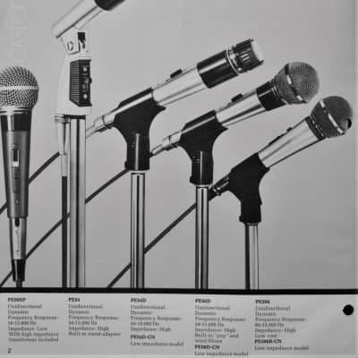 Vintage 1970's Shure PE54D dynamic cardioid microphone Paul Butterfield Hi Z w accessories 545 545SD # 2 image 2