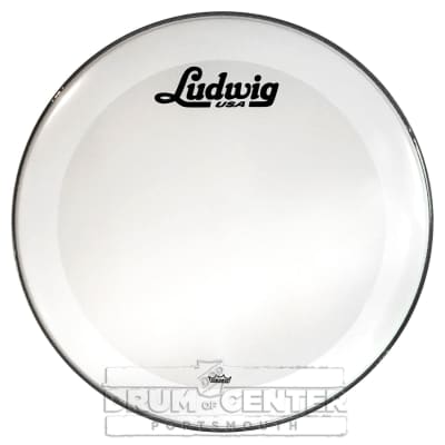 Ludwig Bass Drum Logo Head : 20" Powerstroke 3 Smooth White w/Script Logo