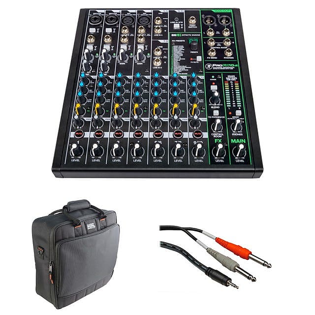 Mackie ProFX10v3 10-channel Mixer with USB and Effects with a Gator G-MIXERBAG-1515 Mixer Bag and a Hosa Technology CMP153 image 1