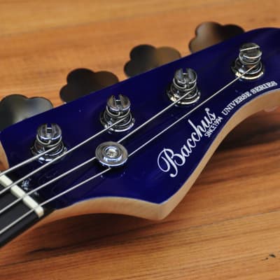 Bacchus Universe Series Jazz Bass Burl Top Active Blueburst