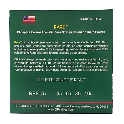 Mint DR Strings Rare Phosphor Bronze Acoustic Bass Strings: Medium 45-105 image 4