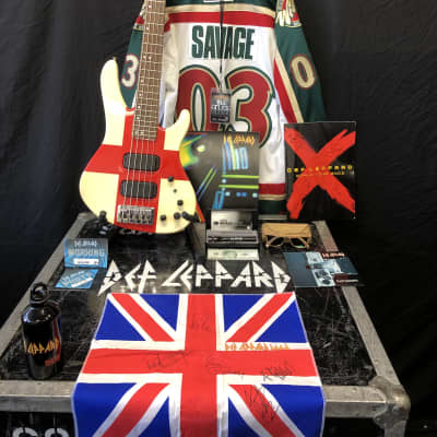 Rick Savage's, Def Leppard Washburn XB925 "St. George's Cross"5-String Bass Guitar PLUS Signed Touring Collection. Iconic! (#RS 5019) image 1
