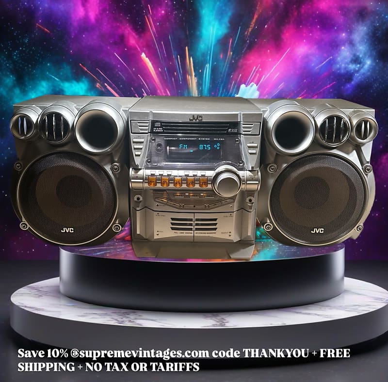 JVC Compact Component System MX-KB4  Stereo 360W Cassette Bass Tested WORKS Rare  			