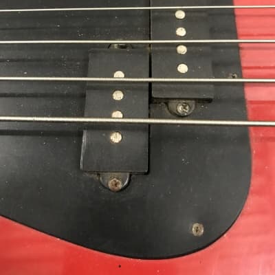 Memphis P-Bass Vintage 4-String Guitar Precision, Red and Black - W/ Black Strap image 4