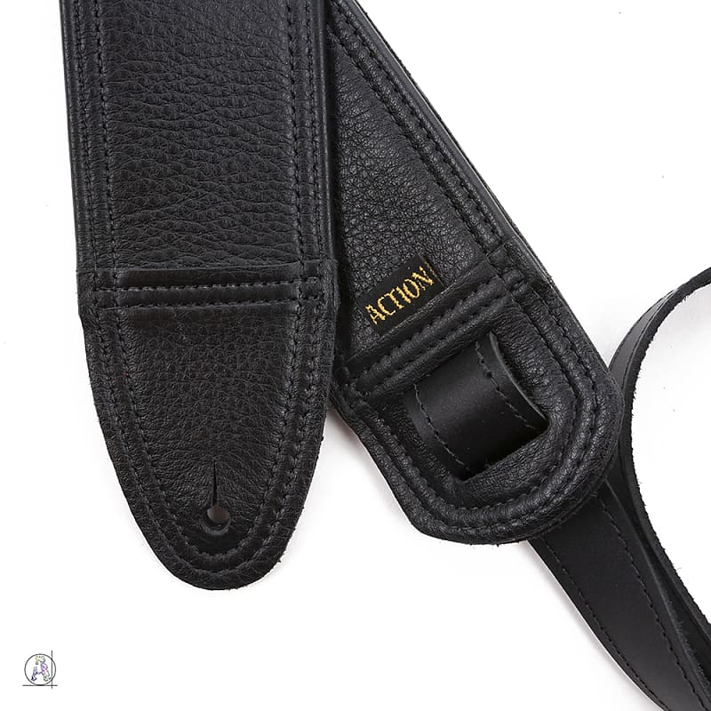 Action Custom Straps GSCB Simply Classy Black Leather Guitar Strap