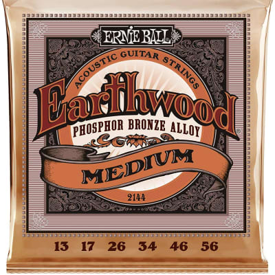 Ernie Ball 2144 Earthwood Medium Slinky Phosphor Bronze Acoustic Guitar Strings (13-56) 2010s Bronze for sale