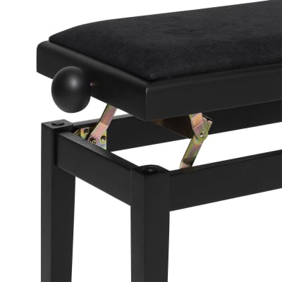 Stagg Matte Black Adjustable Piano Bench with Black Velvet Top - PB06 BKM VBK image 2