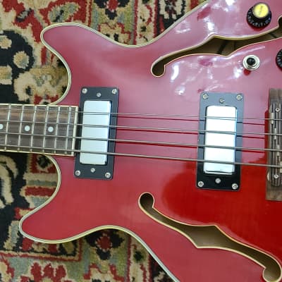 Yamato Semi-acoustic bass 1970-1990 - Slightly flamed Red image 12