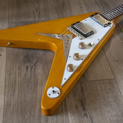 Vintage JHS VV60 Korina Rare Mk1 version Flying V replica + HCase flying V 2000 - Korina image 6