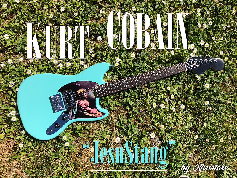 Kurt Cobain Jesus “Greco” Mustang pickguard Green Nirvana | Reverb