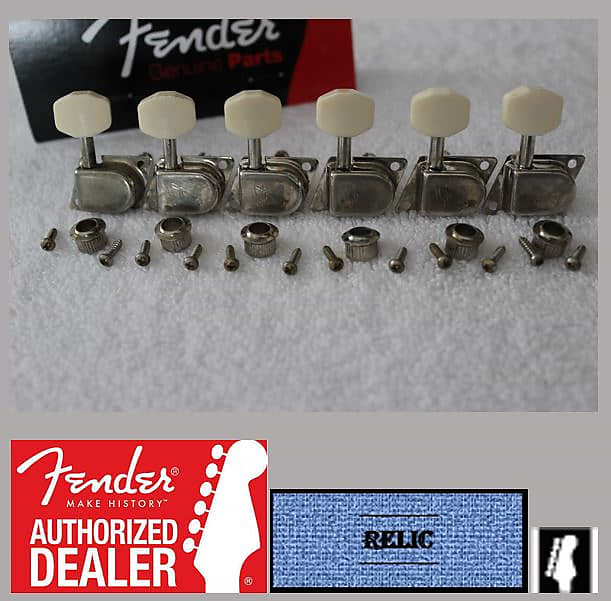 Genuine Fender Aged/Relic 6 inline 'F' 70's Style Tuners - Nickel