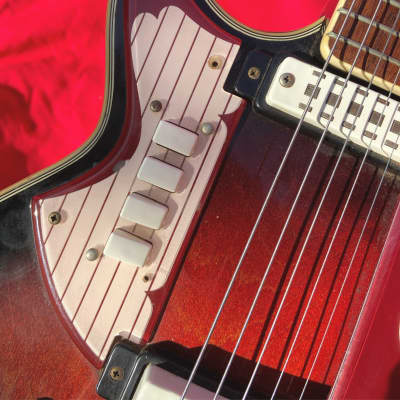 1960's Eko Florentine II Red Burst Electric Guitar Made in Italy image 11