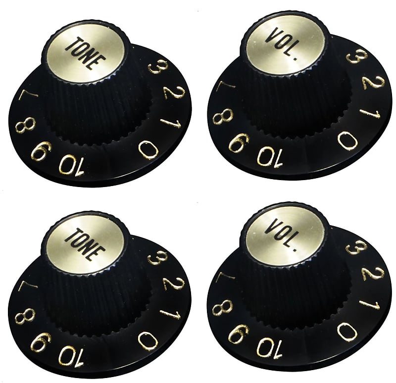 Witch Hat Knobs (4) Set For Fender & Gibson Guitars Black w Reverb