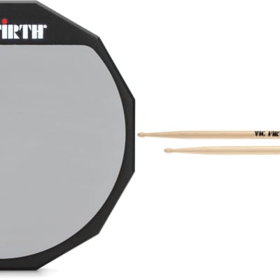 Vic Firth Double Sided Practice Pad - 12"  Bundle with Vic Firth American Classic Drumsticks - 5A - Wood Tip image 1