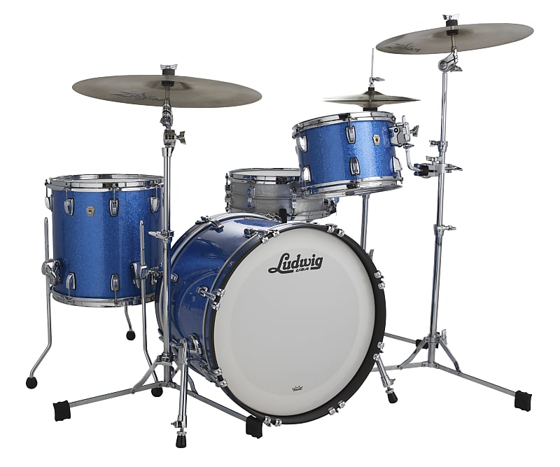 Ludwig Pre-Order Classic Maple Blue Sparkle Pro Beat 14x24_9x13_16x16 Drums Shell Pack Kit Set | Special Order | Authorized Dealer image 1